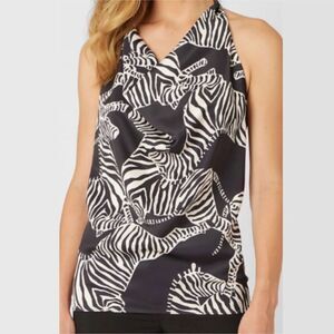 Adrienne Landau Black & White Sleeveless Top(Size Large)